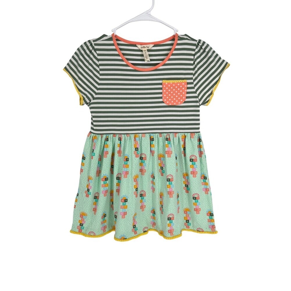 Matilda Jane Top Girls Size 14 Hopscotch Stripe Mixed Print Kidcore